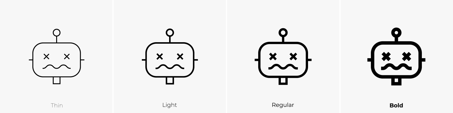 Cyborg icon thin light regular and bold style Vector Image