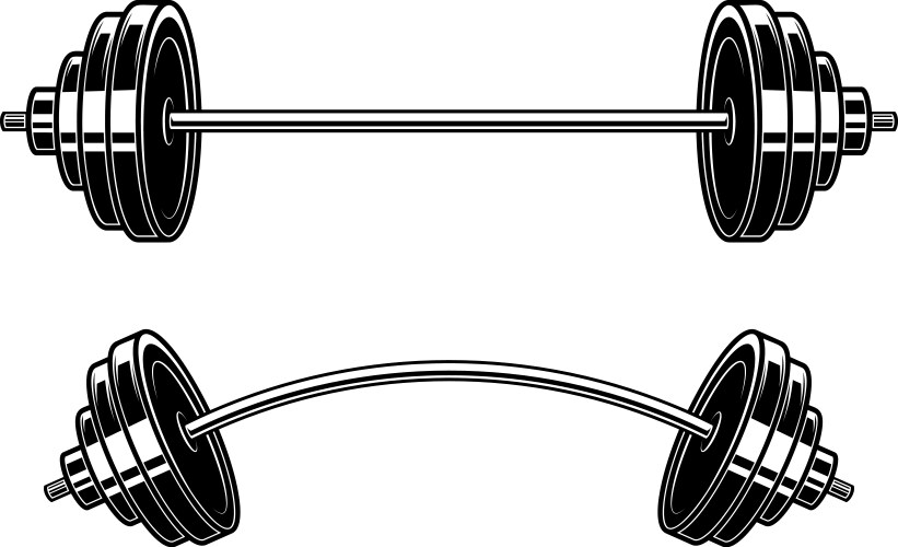 Barbell engraving style design element for logo vector image