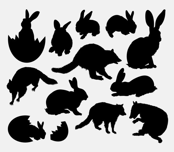 Rabbit Silhouette Collection Vector Image