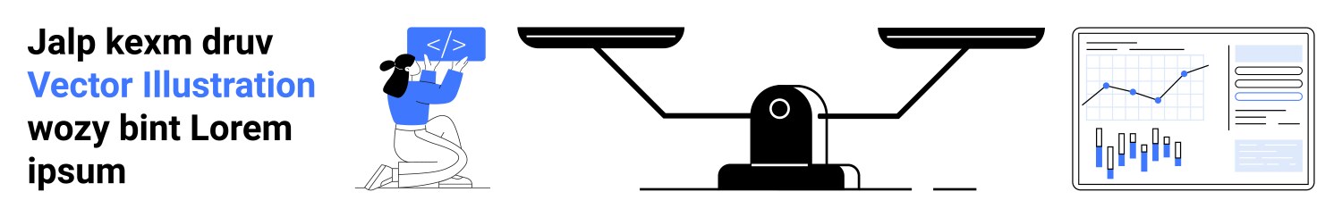 Balance between coding and data analysis vector image