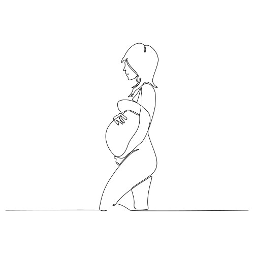 Continuous line drawing pregnant woman Vector Image