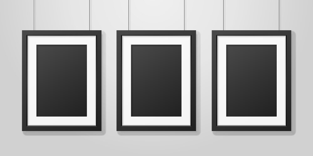 Three realistic modern interior black blank vector image