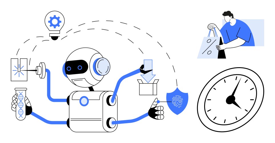 Robotics in automation multifunctional robot vector image