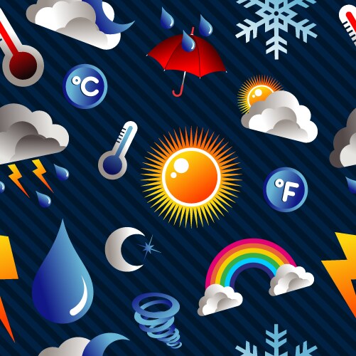 Realistic weather icons set Royalty Free Vector Image