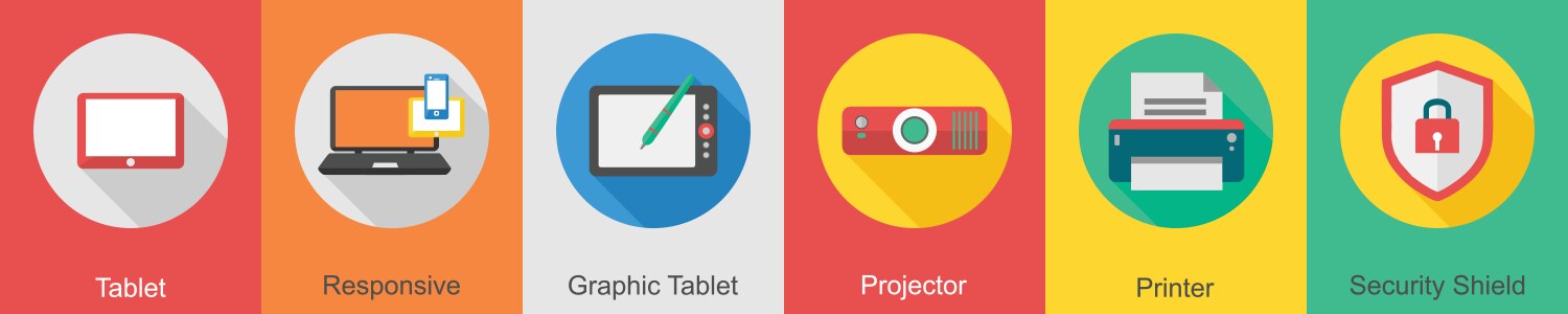 A set of 6 computer and hardware icons as tablet vektorbild