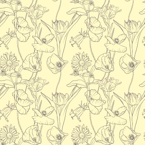 seamless pattern with flowers vector image