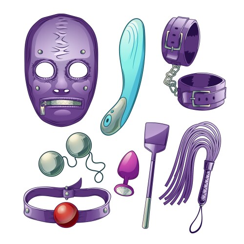 accessories for bdsm sexual roleplays set vector