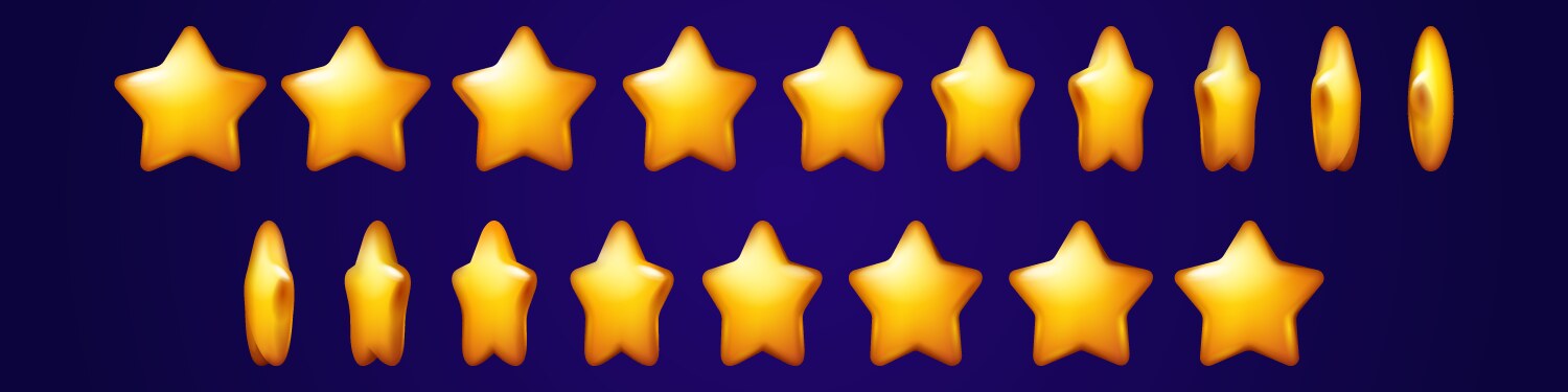 Gold star 3d animation sprite sheet vector image