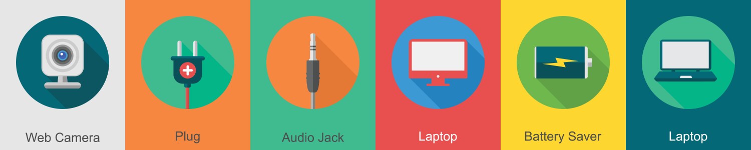 A set of 6 computer and hardware icons as web vector image