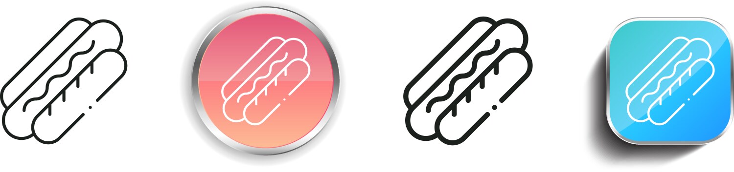 Fast food icon thin linear regular and button vector image