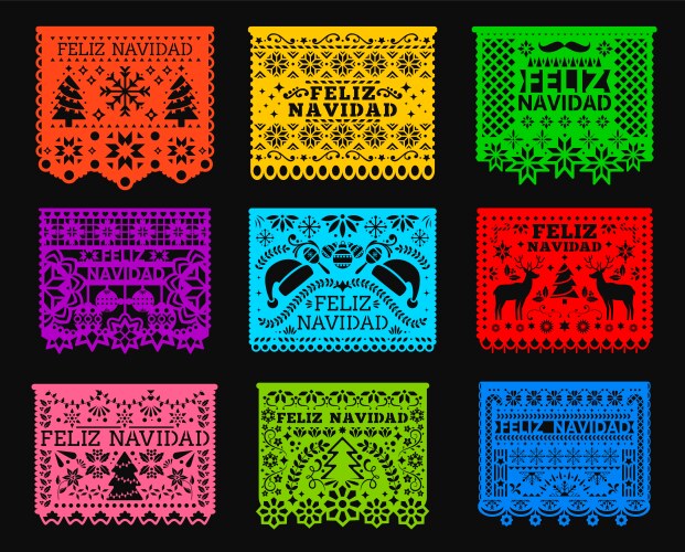 Mexican Papel Picado Navidad Vector Image