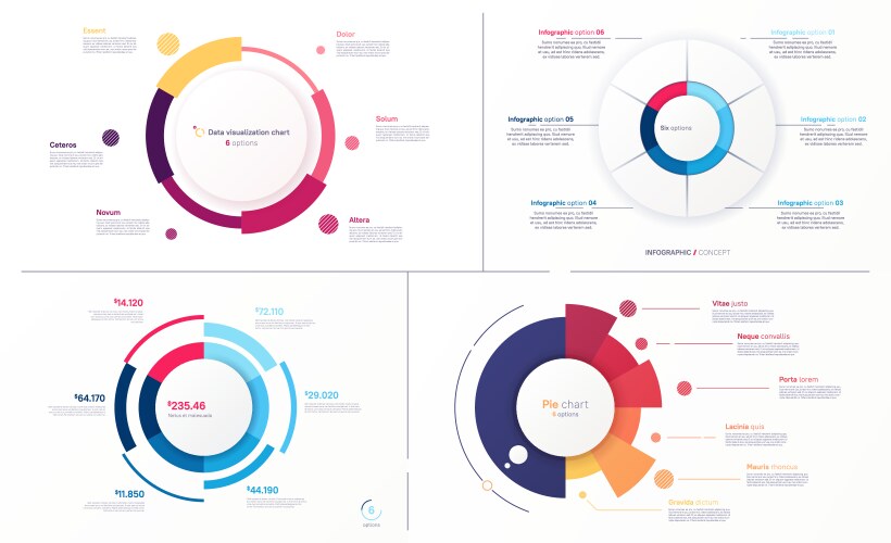 set circle chart designs modern vector image