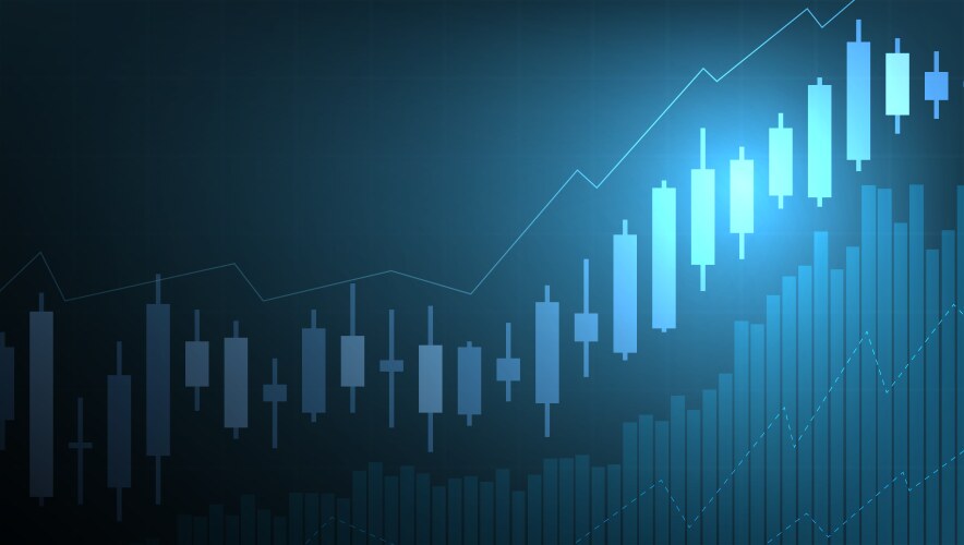 Candlestick chart financial market growth graph Vector Image
