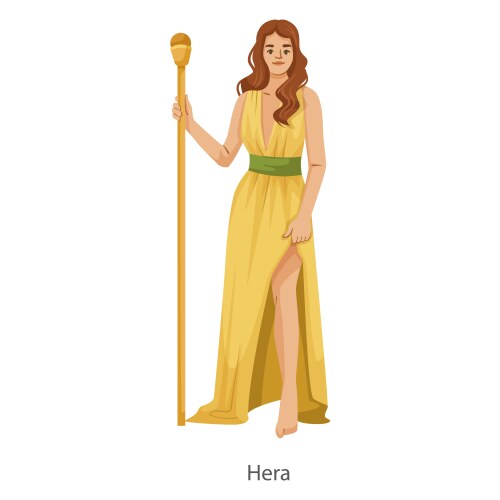 Hera with a staff on white background Vector Image