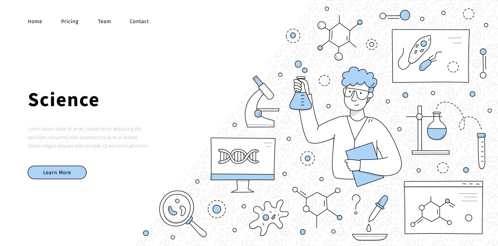 Science banner with man scientist in laboratory vector image