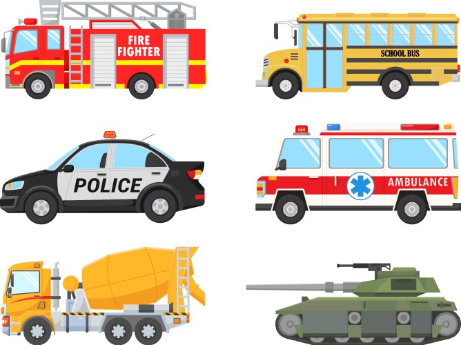 Set of transportation isolated on a white Vector Image