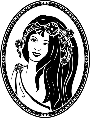 Victorian Girl in Wreath Portrait Vector Image