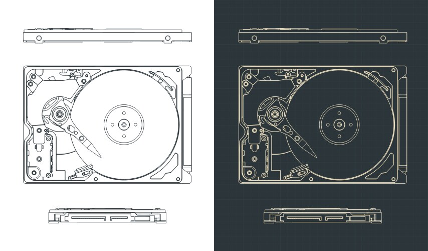 hard disk drive blueprints vector image