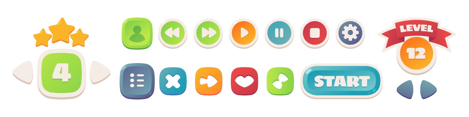 Game user interface elements mobile app vector image