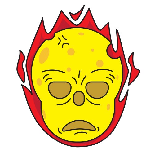 Burning cheese skull head cartoon vector image