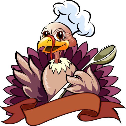 Cartoon Turkey with Cook's Cap Vector Image