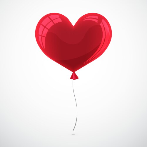 Valentines day red balloon with ribbon heart Vector Image