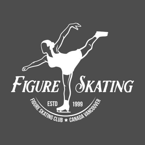 Ice skating label logo Royalty Free Vector Image