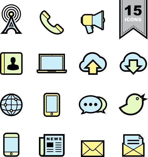 Communication icons set 1 - blue series Royalty Free Vector