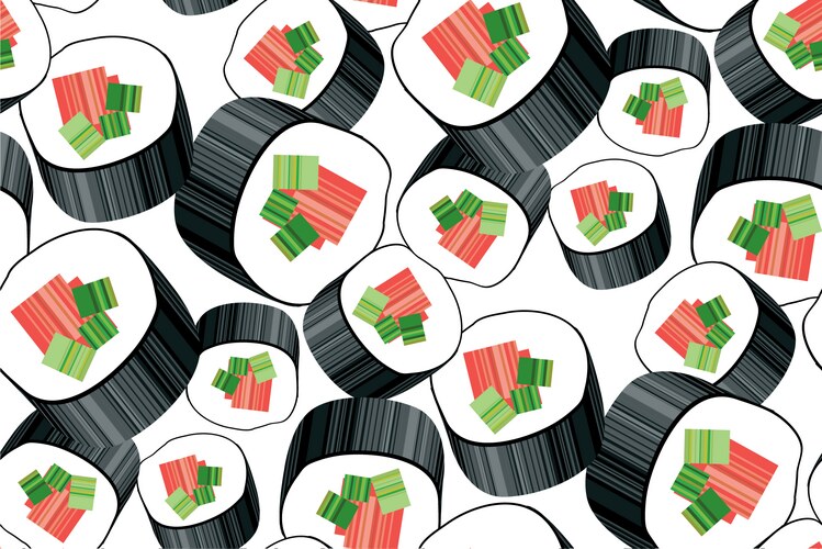 Decorative sushi roll seamless pattern Vector Image