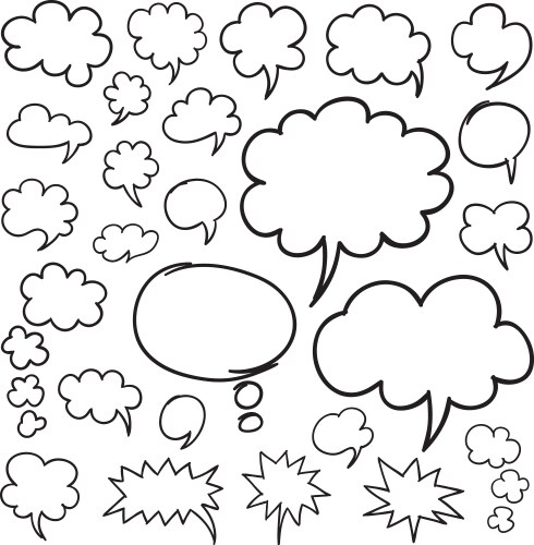 Hand Drawn Speech Bubbles & Clouds Vector Image