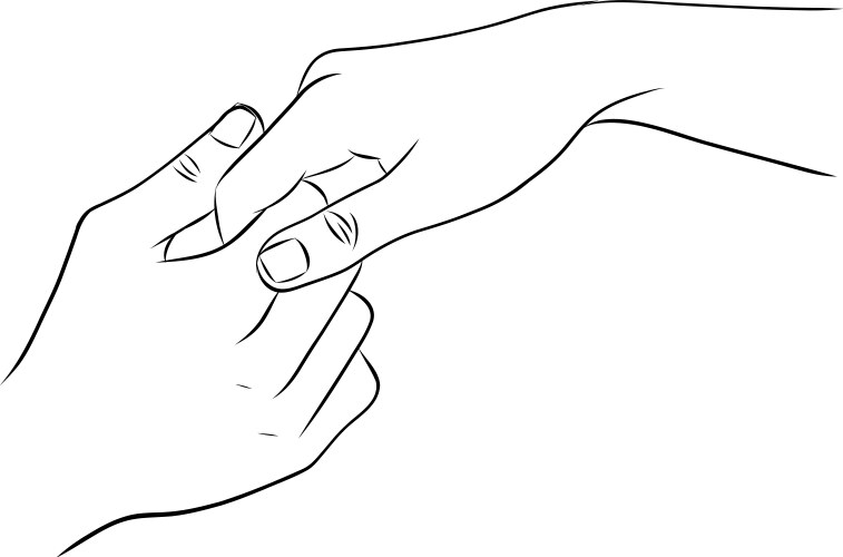 closeup of two hands holding each other concept vector