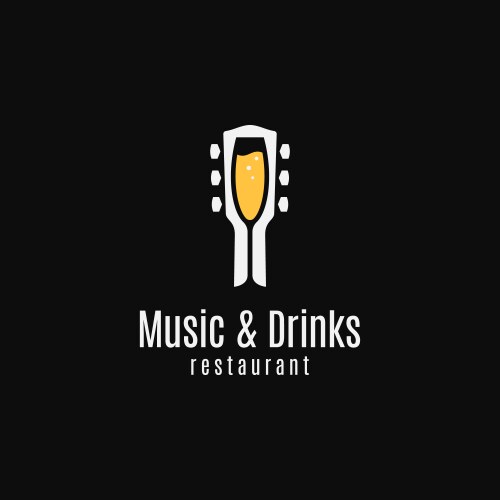 Music & Drinks Logo - Guitar & Glass Vector Image