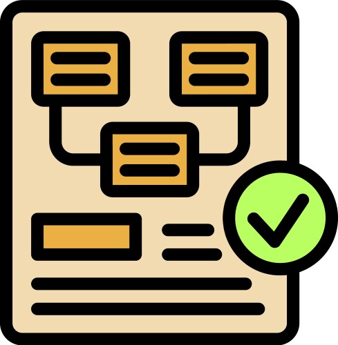 Algorithm being approved with green check mark vector image
