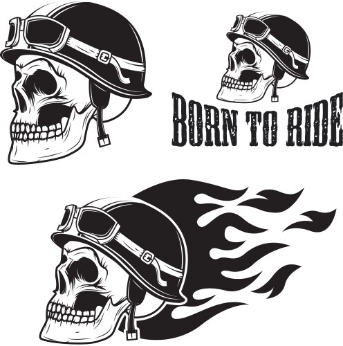 Motorcycle Skull Ride Emblem Vector Image