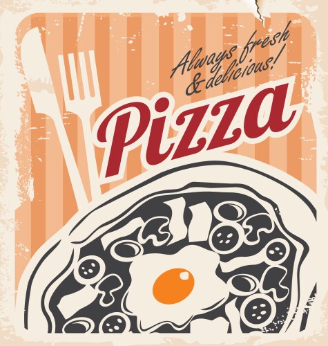 Retro Pizza Poster - Vintage Style Vector Image
