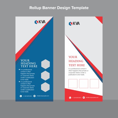 Hexagonal Blue & Red Roll-Up Banner Vector Image