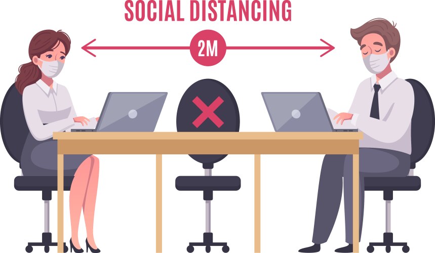 Social distancing concept vector image