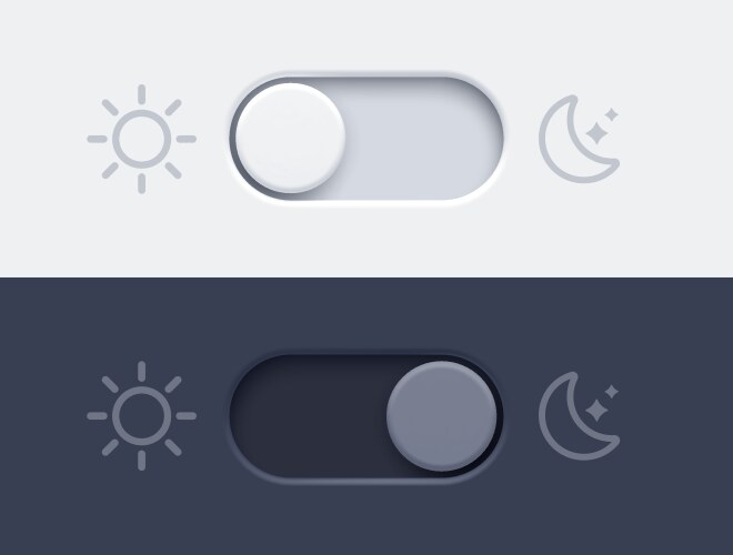Dark mode and light toggle switch buttons vector image