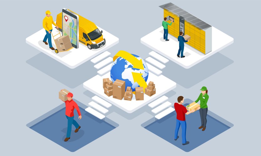 Web template banner global logistics network flat Vector Image
