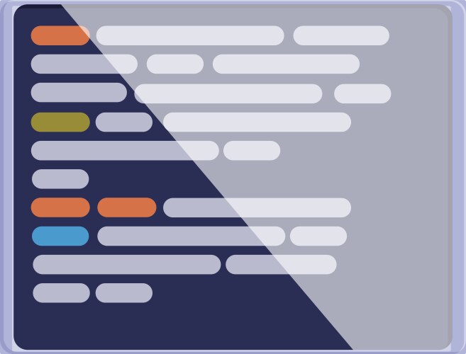 Computer screen displaying code script vector image