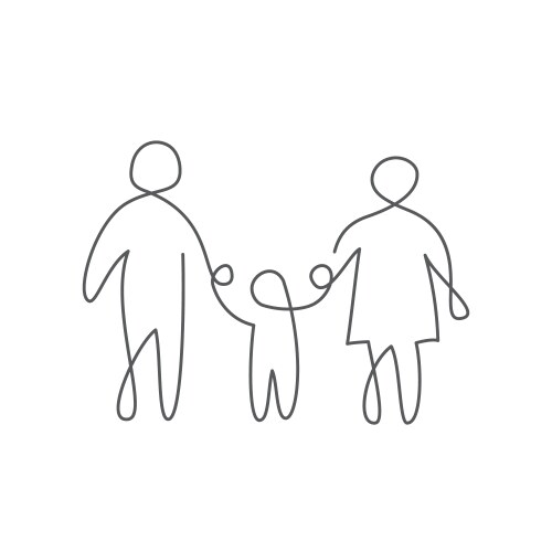Family Line Drawing - Simple & Modern Vector Image