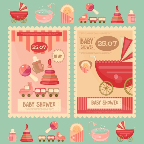 Baby shower girl invitation card Royalty Free Vector Image