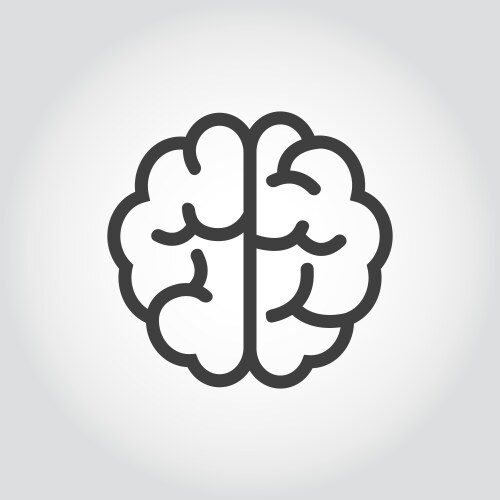 Brain icon black and white line Royalty Free Vector Image