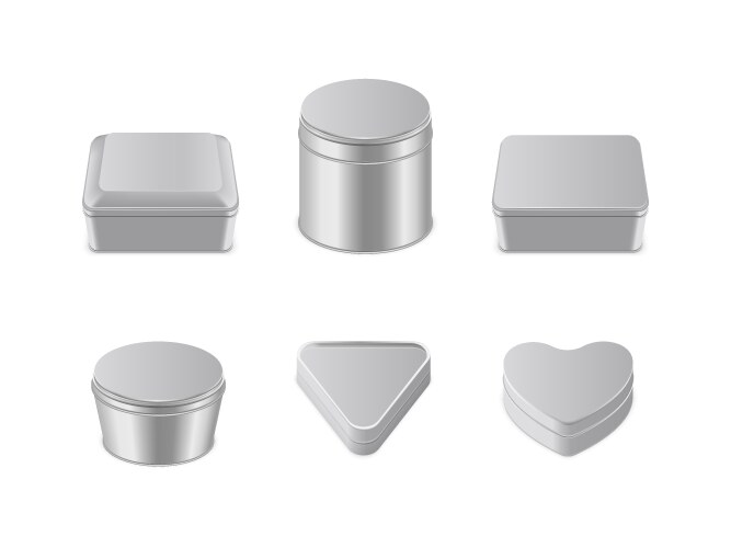 metal box icon set realistic vector