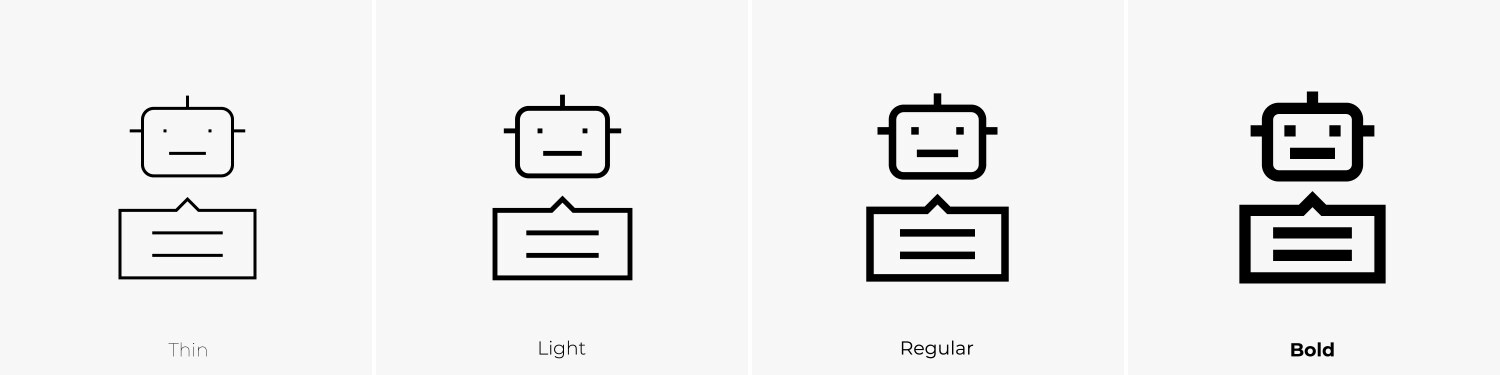 Chatbot icon thin light regular and bold style Vector Image