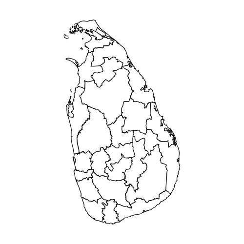 outline sketch map of sri lanka with states vector image