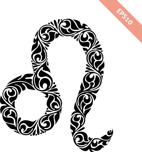 Hand drawn black ornate horoscope symbol - leo Vector Image