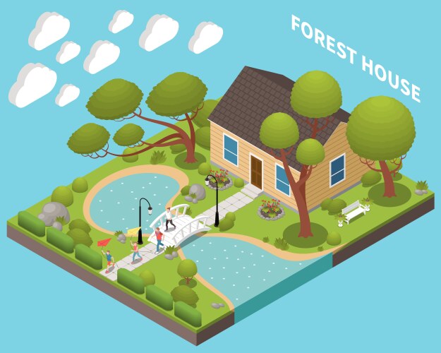 Beautiful park landscape scene Royalty Free Vector Image