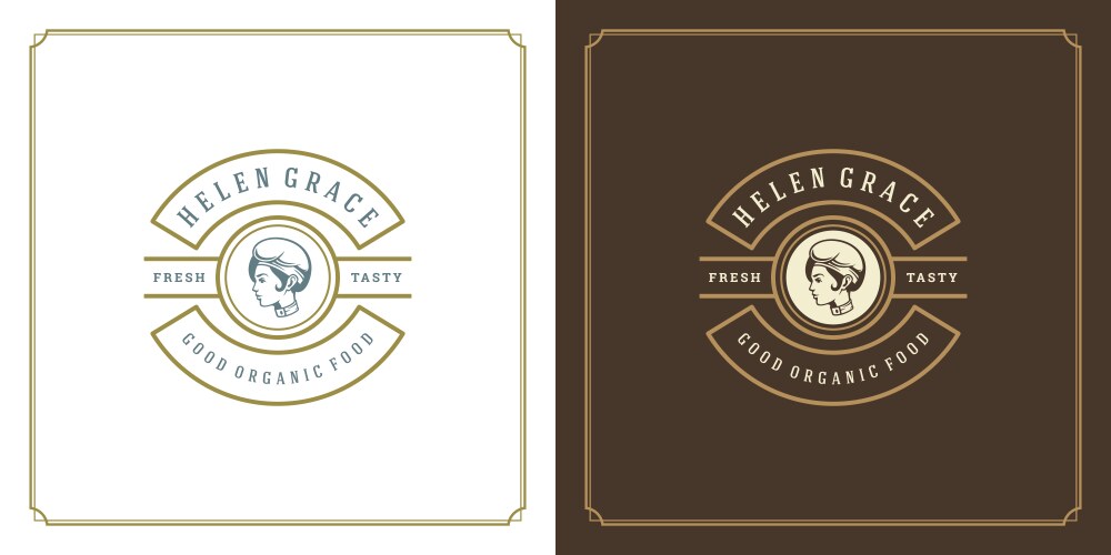 Vintage restaurant logo with chef Royalty Free Vector Image
