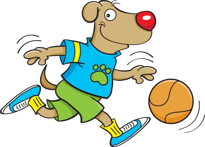 Cute Cartoon Dog Dribbling Basketball Vector Image